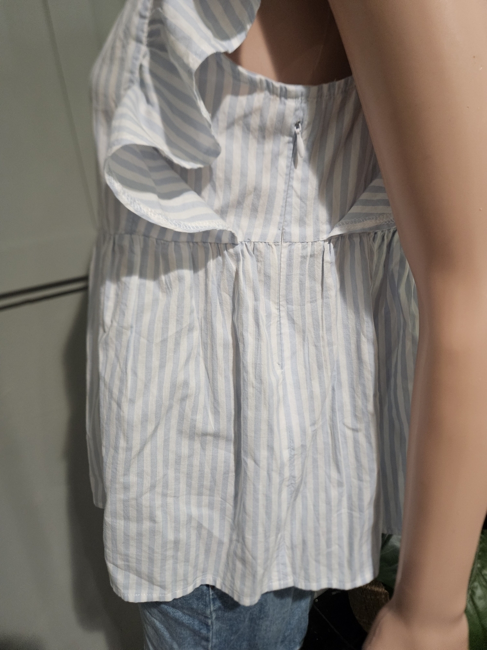 LaRoque Original Blue & White Stripe Ruffle Sleeve Babydoll Top – Size Medium - Picture 14 of 14